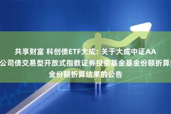 共享财富 科创债ETF大成: 关于大成中证AAA科技创新公司债交易型开放式指数证券投资基金基金份额折算结果的公告